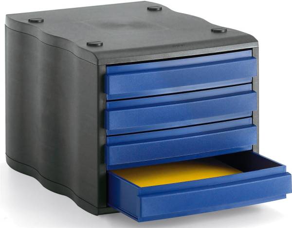 Schubladenbox schwarz/blau 4 Fächer STYRO 248850039