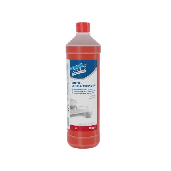 CLEAN and CLEVER Sanitärreiniger PRO 80, 12 Flaschen à 1 Liter