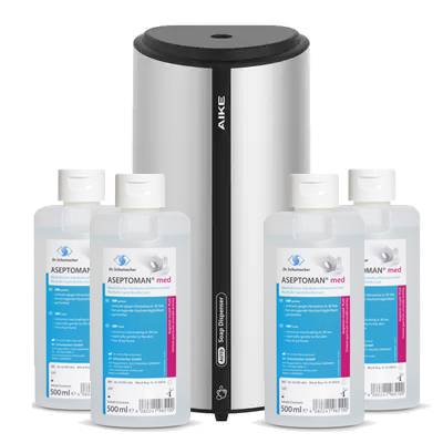SET AlpineX DESIGN Sensor-Desinfektionsmittelspender – 850 ml inkl. 4 Stk. As…