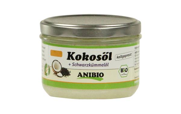 Anibio Hunde-Nahrungsergänzung Kokosöl + Schwarzkümmelöl, 200 ml