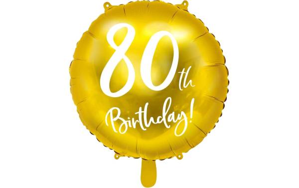 Partydeco Folienballon 80th Birthday Gold/Weiss