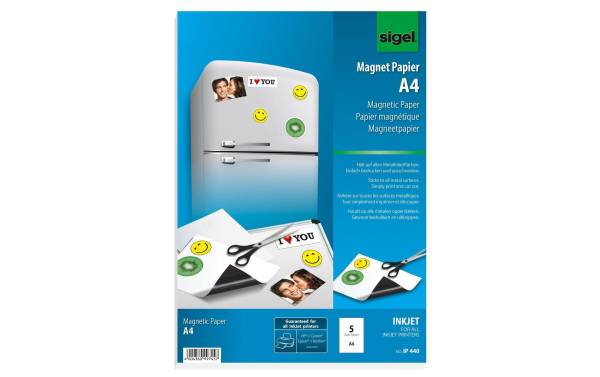 Magnet-Papier A4 weiss 5 Stück SIGEL IP440