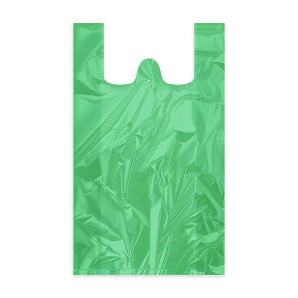Hemdchen-Tragetasche (HDPE) grün 30+14 x 50 cm 10kg – 100 Stück
