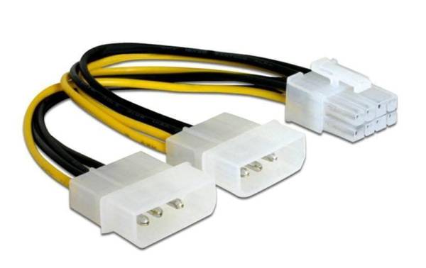 Delock Stromadapter 2x Molex zu 8Pin für Grafikkarte, 20cm