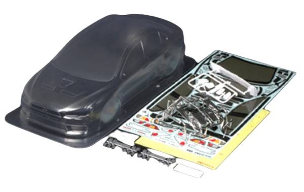 Tamiya Karosserie Mitsubishi Lancer Evo X, unlackiert, 190 mm, 1:10