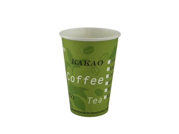 Bio Kaffeebecher aus Karton, grün, PLA beschichtet