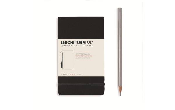 Leuchtturm Notizblock Reporter A6, Blanko, Schwarz