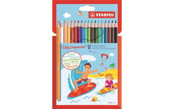 STABILO Aquarellfarbstifte Kids Design, 18 Stück