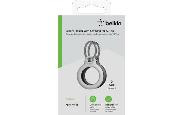 Belkin Secure Holder for Apple AirTag with Keyring 2-Pack – black and white