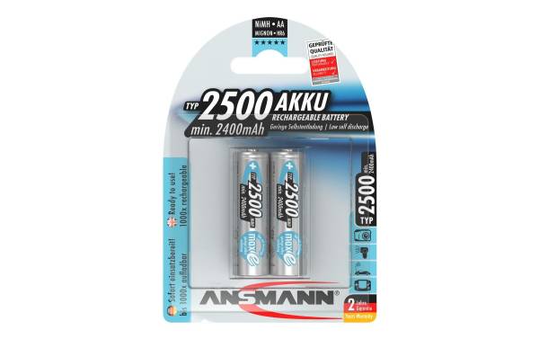 ANSMANN NiMH Akku maxE+, Mignon (AA) 2.500 mAh, 2er Blister