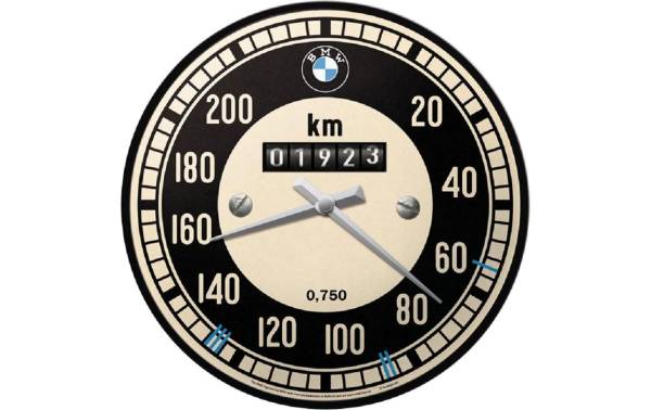 Nostalgic Art Wanduhr BMW Tachometer Ø 31 cm, Schwarz/Weiss
