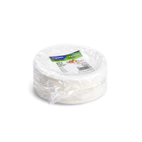 Teller Zuckerrohr-Bagasse 17,5cm – 50 Stück