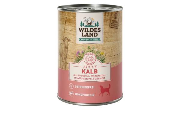 Wildes Land Nassfutter Kalb mit Brokkoli, Hagebutte & Wildkräutern 400 g