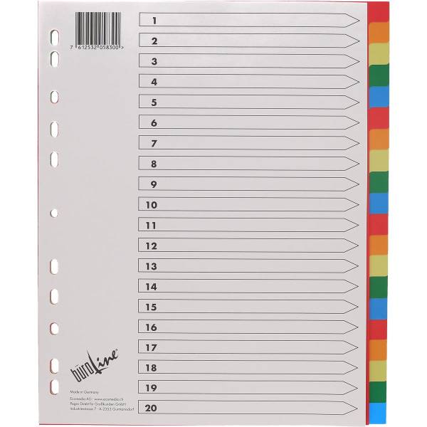 BÜROLINE Register PP bunt A4+ 40992 20tlg. überbreit