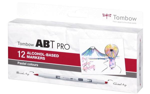 Dual Brush Pen ABTPRO Pastel Colours 12 Stück TOMBOW ABTP-12P2