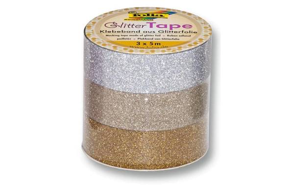folia Deko-Klebeband "Glitter Tape", silber/hellgold/gold