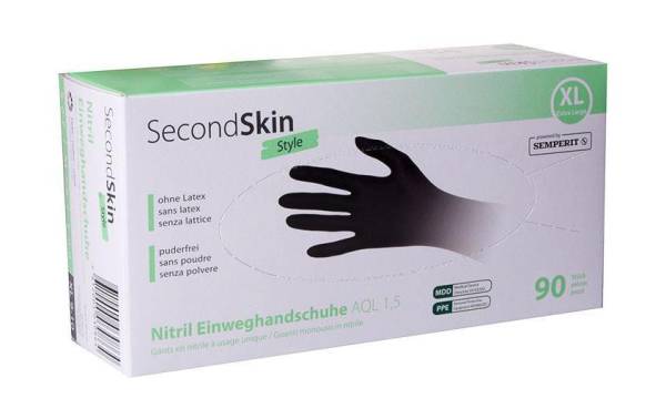 SecondSkin Einweghandschuh Nitril XL, Schwarz