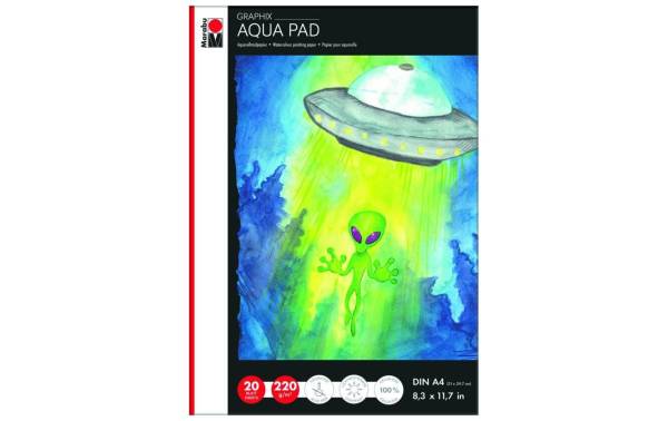 Marabu Aquarellpapierblock Aqua Pad GRAPHIX, A4, 220 g/qm