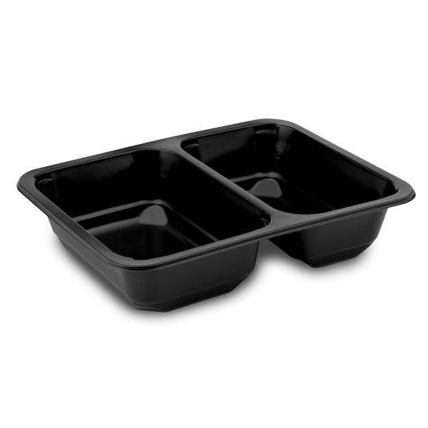 Menü-Schale (PP) 2-geteilt schwarz 227 x 178 x 50 mm – 50 Stück