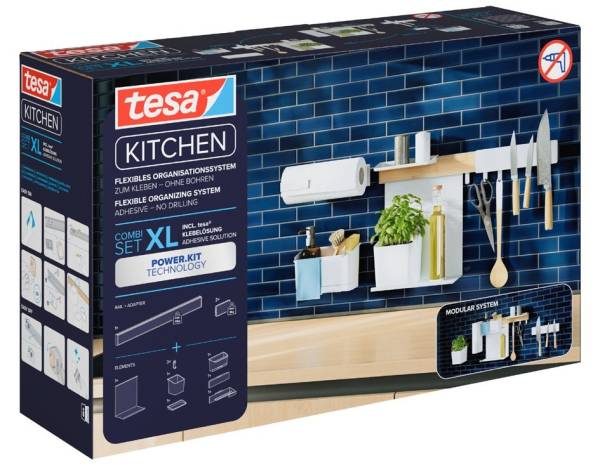 tesa KITCHEN Combi-Set XL, 9-teilig, weiß