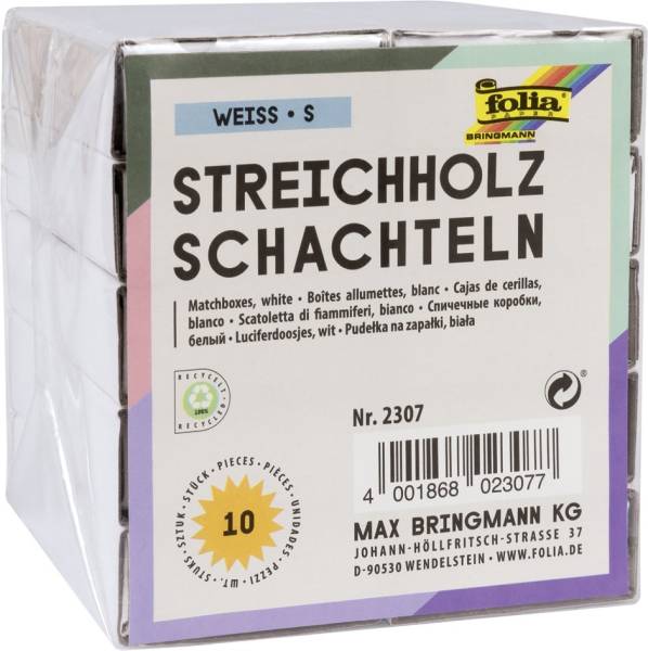 folia Streichholzschachteln, blanko, weiß
