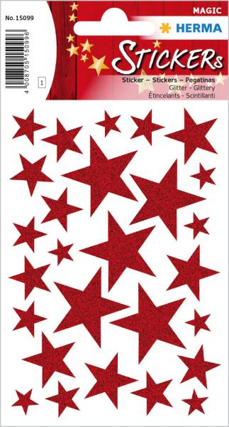 Sticker Sterne rot 27 Stück /1 Blatt HERMA 15099