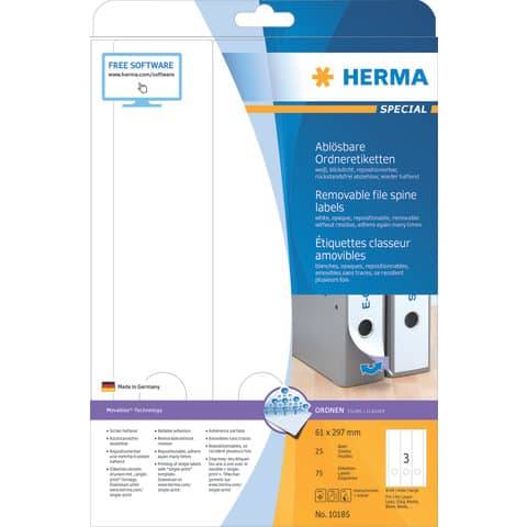 HERMA Ordnerrücken-Etiketten SPECIAL, 61 x 297 mm, weiß