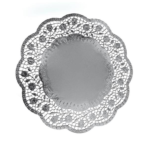 Deko-Tortenspitze (PAP,ALU) rund silber 36cm – 4 Stück
