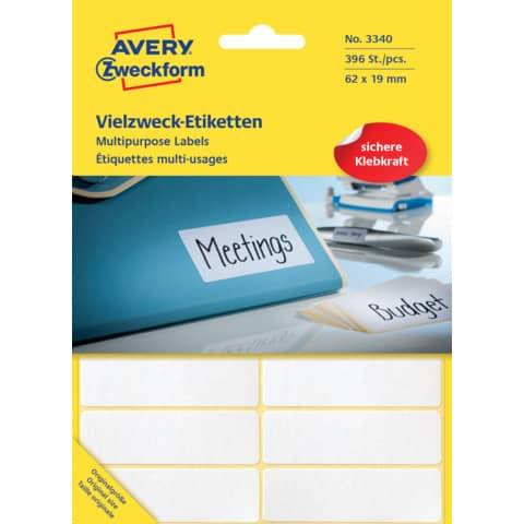 AVERY ZW. Zweckform Vielzweck-Etiketten, 62 x 19 mm, weiß, FP