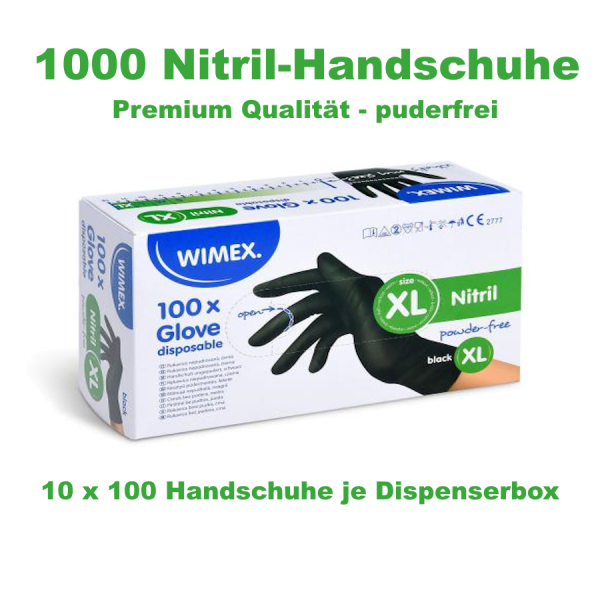 1000x Handschuh (Nitril) ungepudert schwarz `XL` – 10×100 Stück