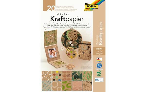 folia Motivblock "Kraftpapier II", DIN A4, 20 Blatt