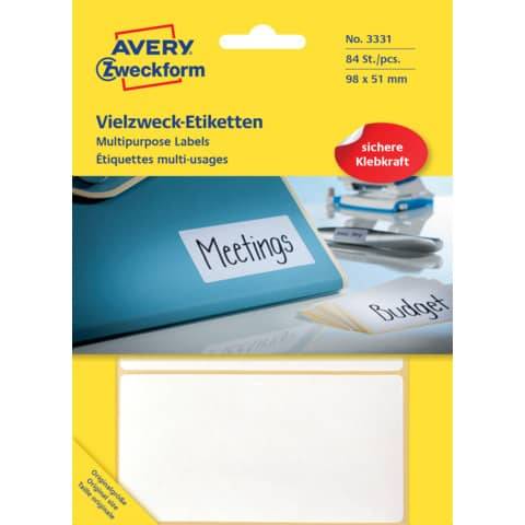 AVERY ZW. Zweckform Vielzweck-Etiketten, 98 x 51 mm, weiß, FP