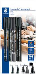 STAEDTLER Lumocolor Permanent-Marker-Set, 4-teilig, schwarz