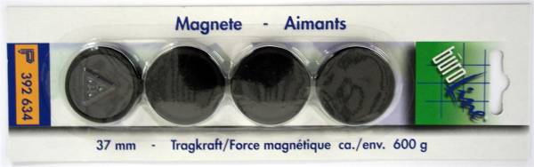 Magnet 37 mm schwarz 4 Stück BÜROLINE 392634