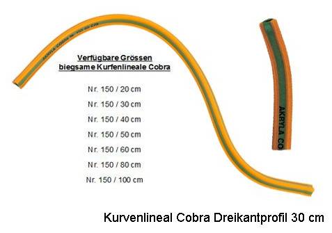 Kurvenlineal 30cm orange/grün AKRYLA 150/30