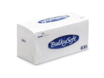 Servietten Bulkysoft, 1-lagig, weiss, 33x33cm, 1/4 Falz - Karton à 10 Pack / Pack à 400 Servietten