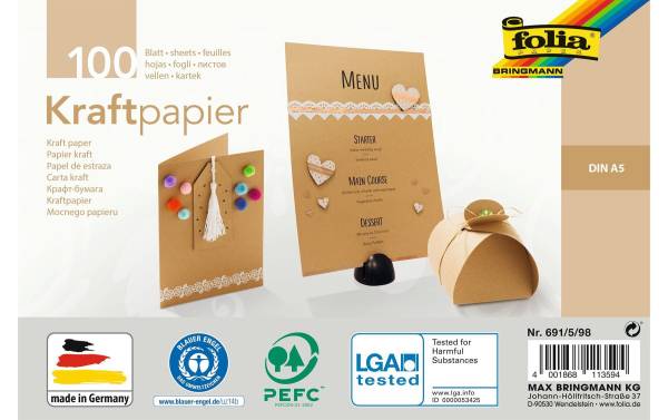 folia Kraftpapier, 120 g/qm, DIN A5, 100 Blatt