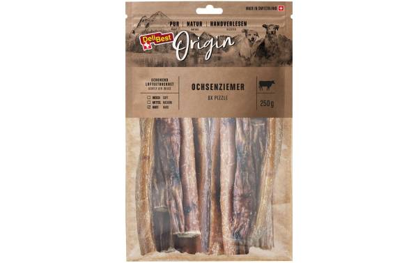 DeliBest Kausnack Origin Ochsenziemer 15 cm, 250 g, Schweizer Fleisch