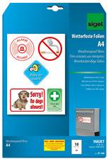 sigel Inkjet-Folie, DIN A4, weiß, opak, wetterfest, 270 my