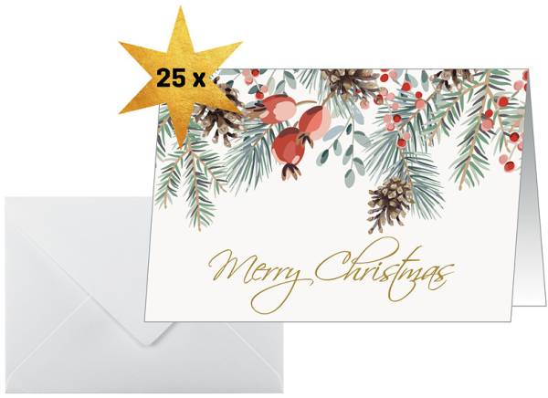 SIGEL Weihnachtskarten A6 DS085 Tannenzweige 25 Stück