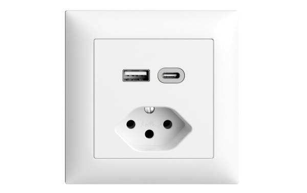 Feller EDIZIOdue Steckdose 1xUSB A,1xUSB C 3 A, 15 W