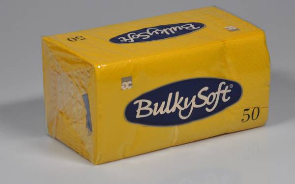 Servietten Bulkysoft 2-lagig, 1/8 Falz gelb 33x33cm Kopffalz-2000 Stück