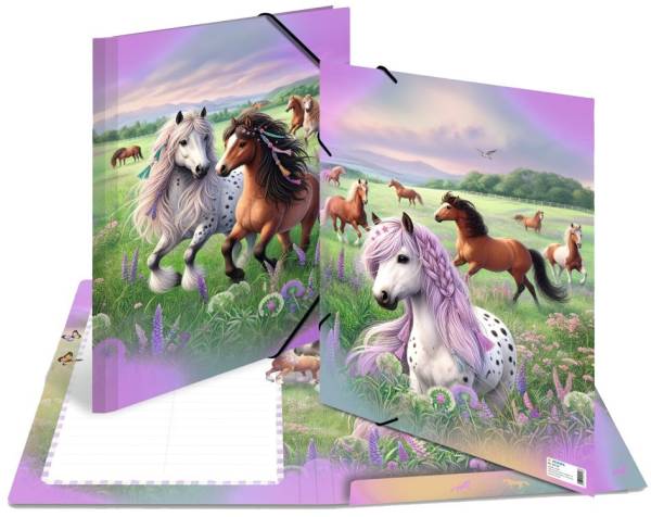 HERMA Eckspannermappe 'Pferdewelt', Karton, DIN A3