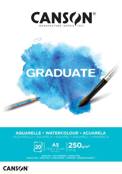Graduate Aquarelle A5 20 Blatt, weiss, 250g CANSON 400110373