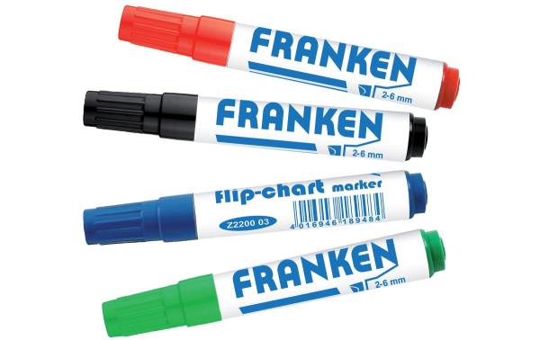 FRANKEN Flipchart Marker, Strichstärke: 2-6 mm, 4er Etui