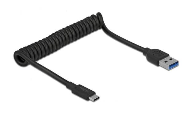 Delock USB 3.0-Spiralkabel 10Gbps USB A – USB C 1.2 m