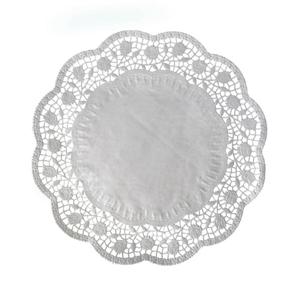 Deko-Tortenspitze (PAP) rund weiß 36cm – 100 Stück