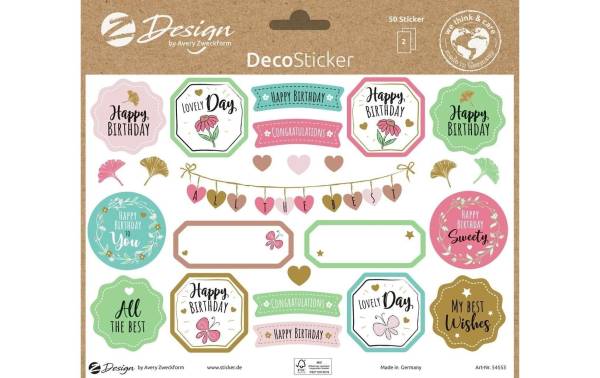 AVERY ZW. Zweckform ZDesign Trend Sticker DEKO Happy Birthday