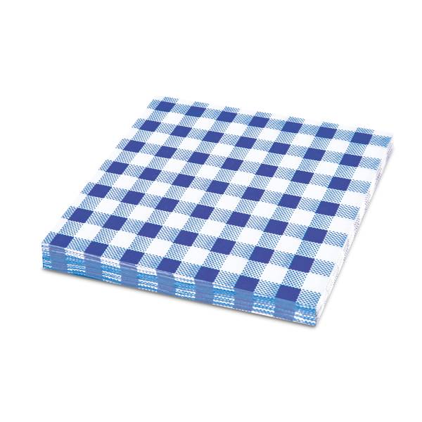 Serviette 1-lagig Karo blau 33 x 33 cm – 100 Stück