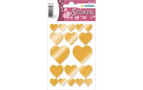 Herma Stickers Metallic Sticker Herzen Gold 36 Stück Gold